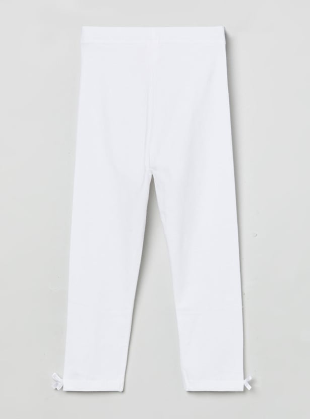 Girls Solid Elasticated 3/4th Leggings