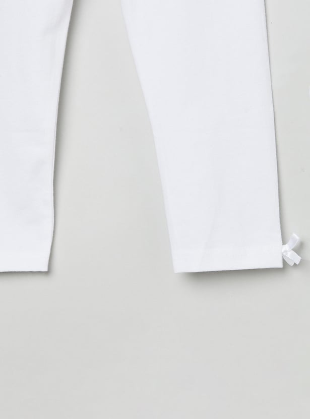 Girls Solid Elasticated 3/4th Leggings