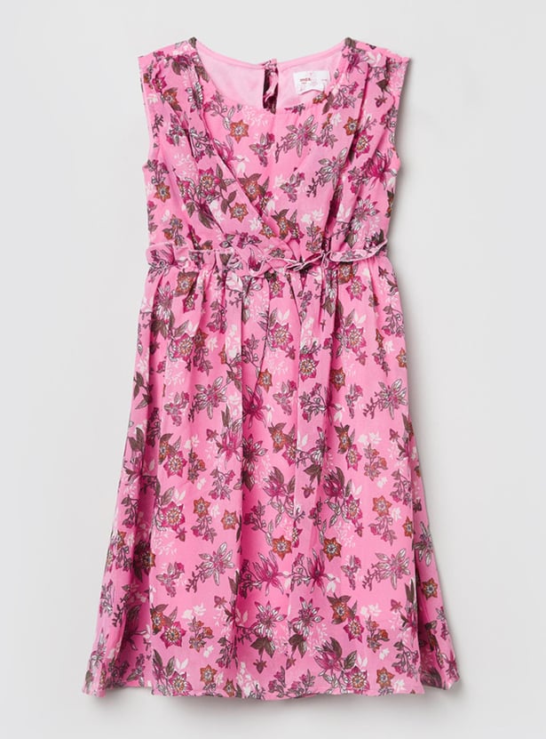 Girls Floral Print Sleeveless Dress