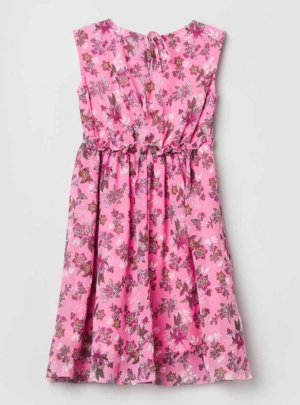 Girls Floral Print Sleeveless Dress