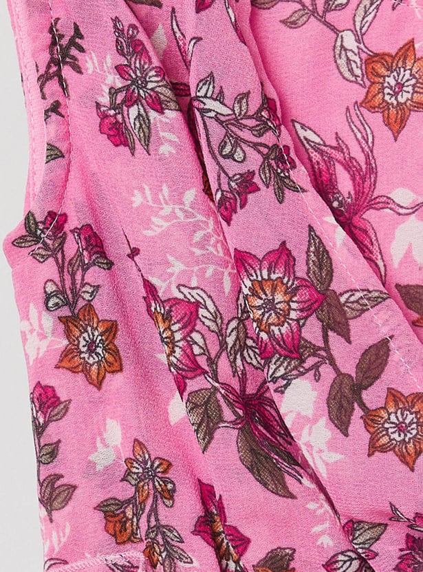 Girls Floral Print Sleeveless Dress