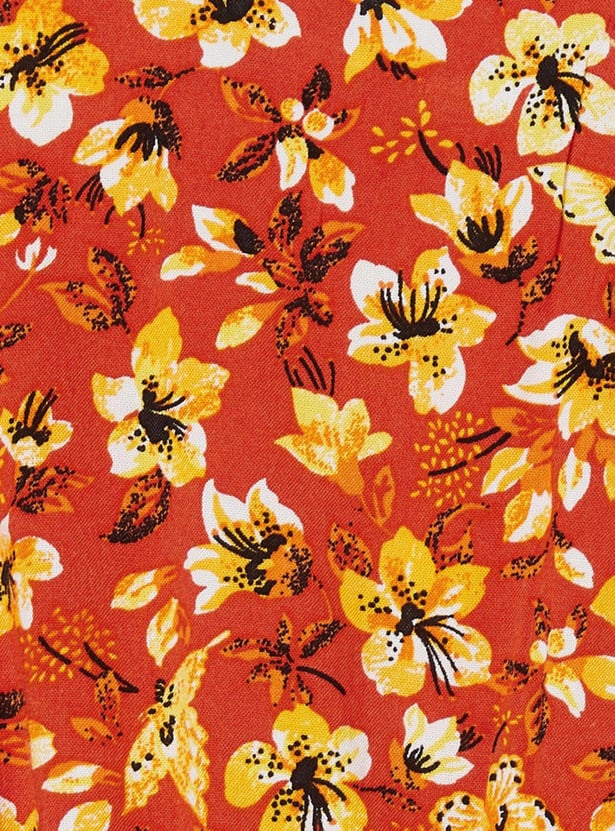 Girls Floral Print A-Line Dress