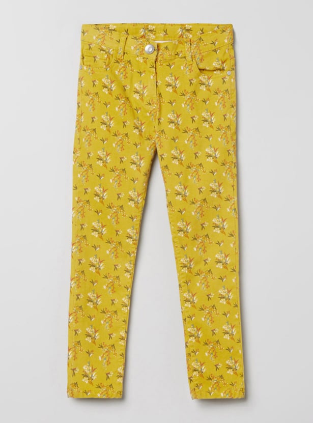 Girls Floral Print Woven Trousers