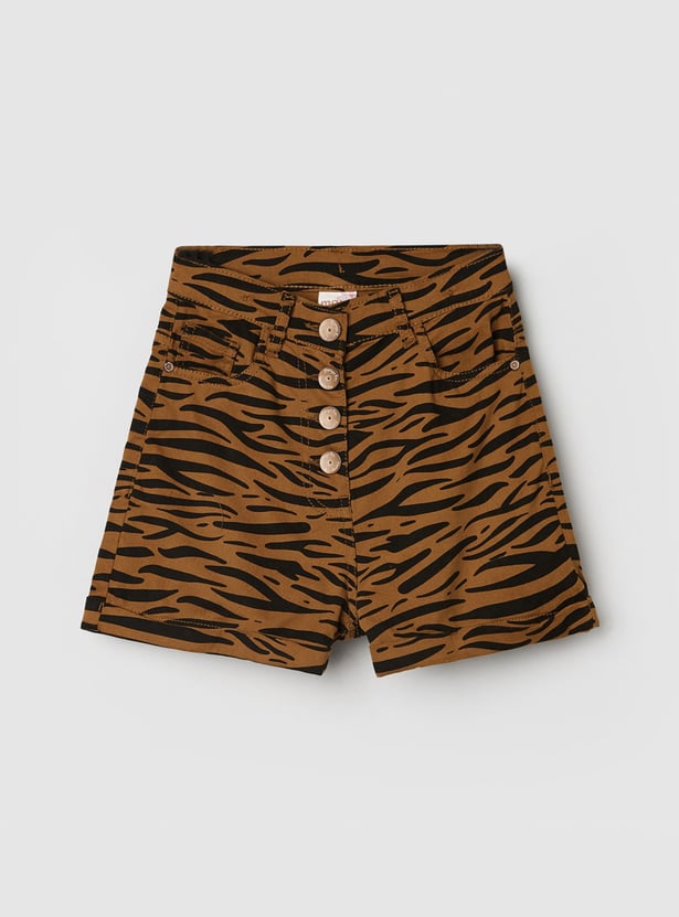 Girls Animal Print Woven Shorts