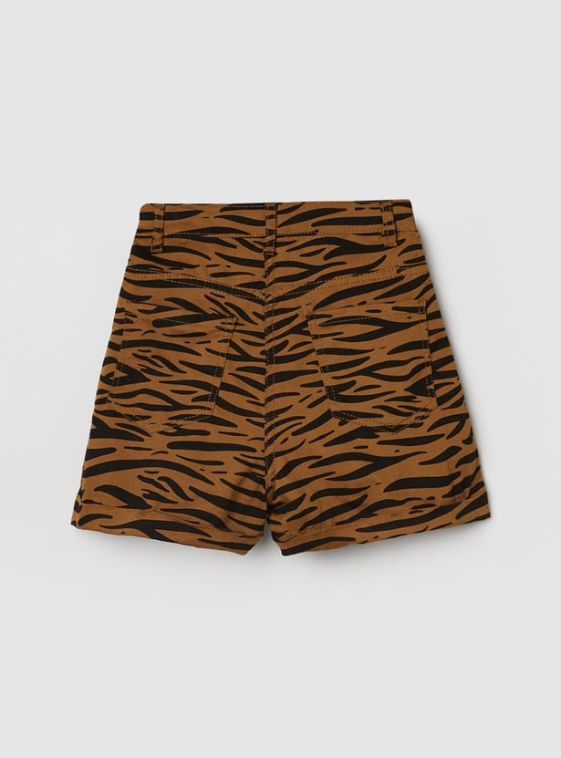 Girls Animal Print Woven Shorts