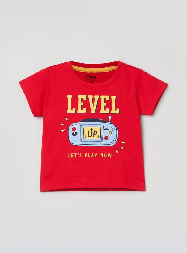 Boys Typographic Print Crew Neck T-shirt