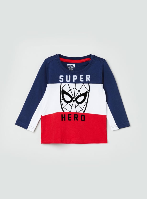 Boys Spiderman Print Crew Neck Full Sleeves T-shirt
