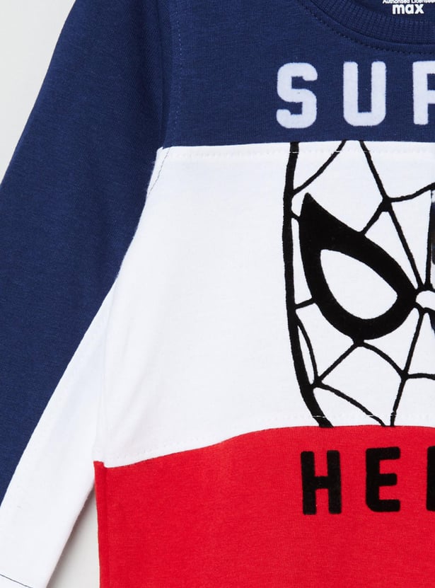 Boys Spiderman Print Crew Neck Full Sleeves T-shirt