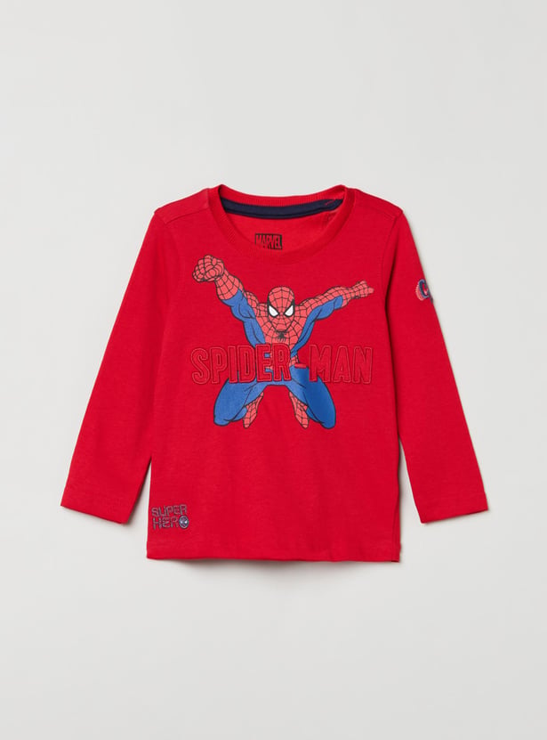MAX Boys Spiderman Print Crew Neck T-shirt