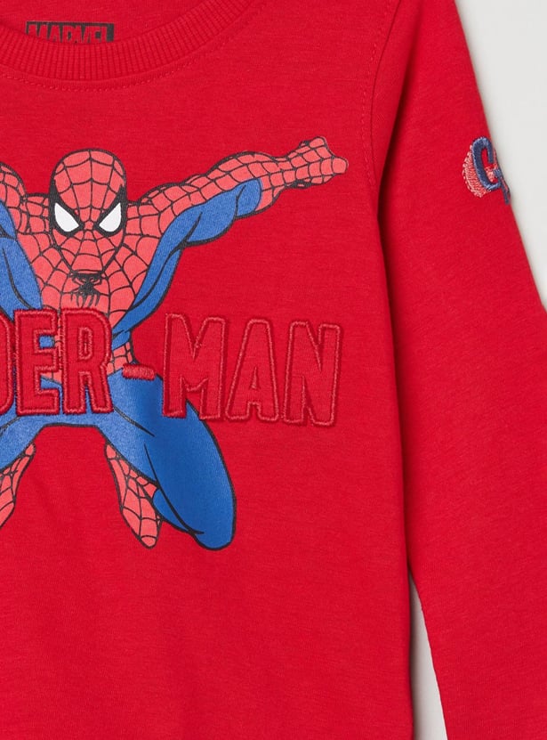 MAX Boys Spiderman Print Crew Neck T-shirt