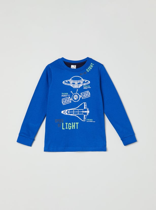 Boys Typographic Print Crew Neck T-shirt