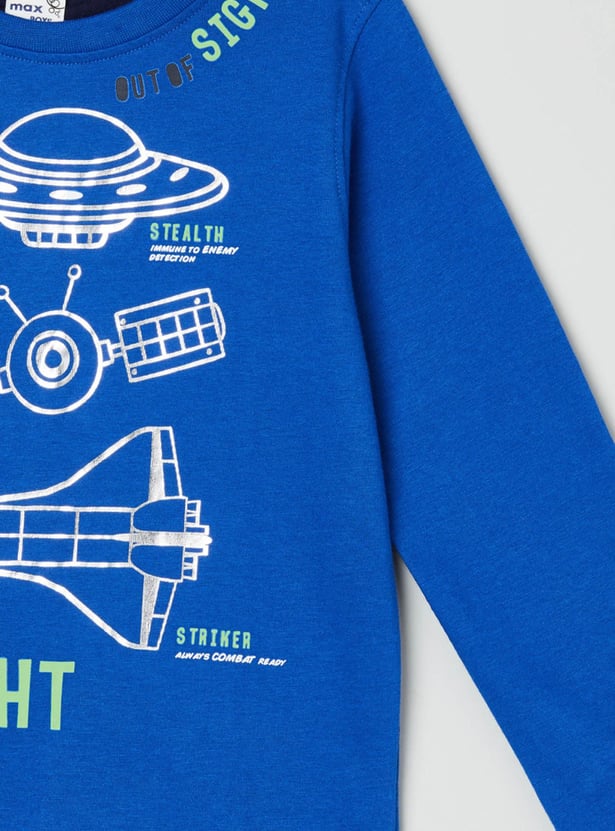 Boys Typographic Print Crew Neck T-shirt