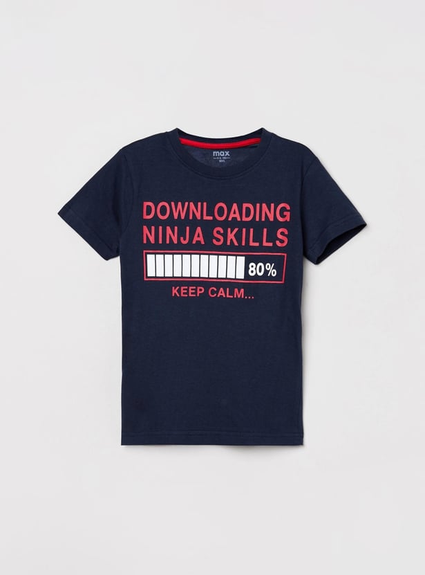Boys Typographic Print Crew Neck T-Shirt