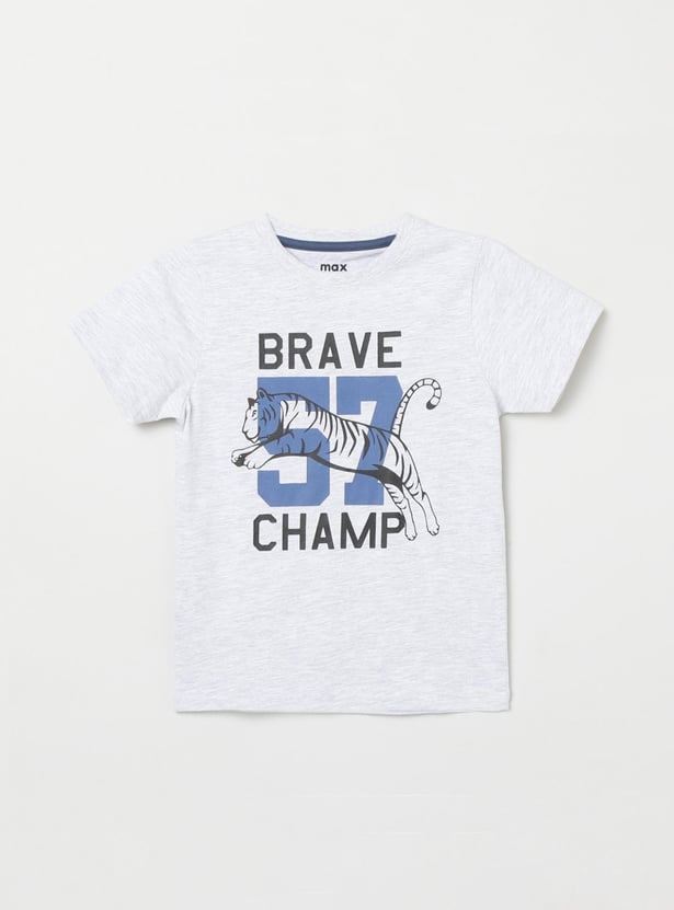 Boys Typographic Print Crew Neck T-shirt