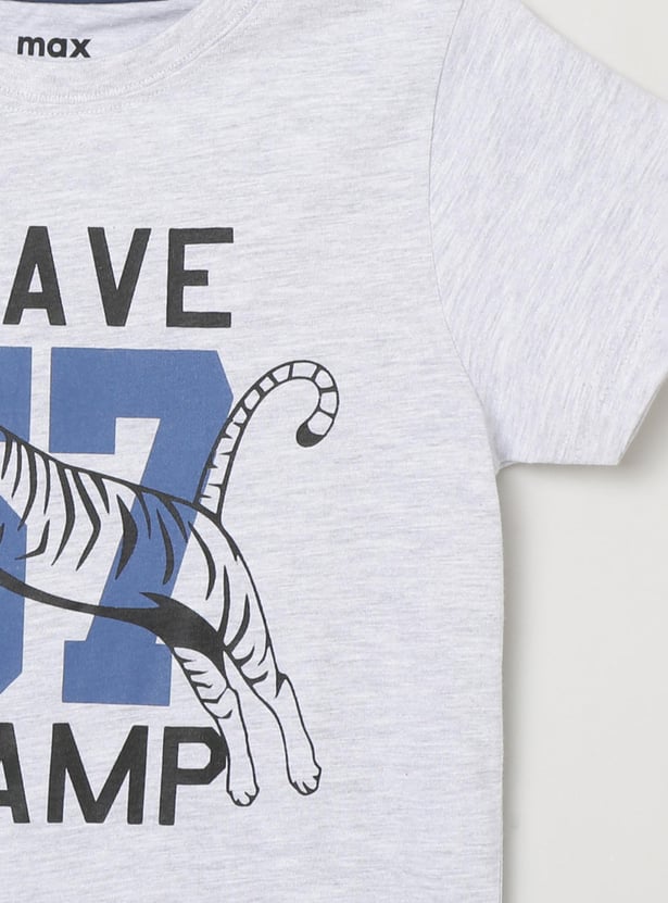 Boys Typographic Print Crew Neck T-shirt