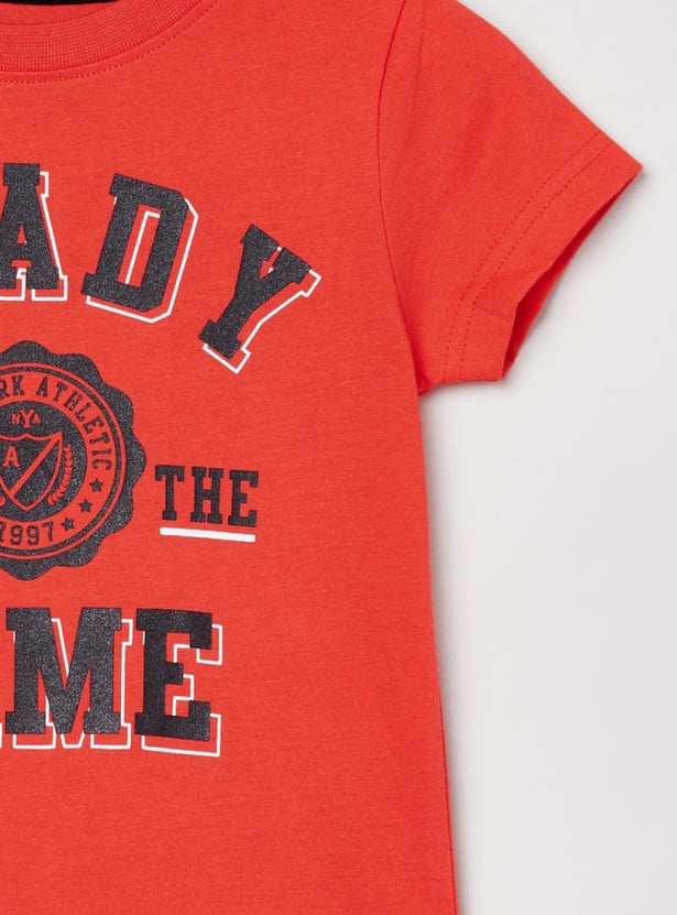 Boys Typographic Print Crew Neck T-shirt