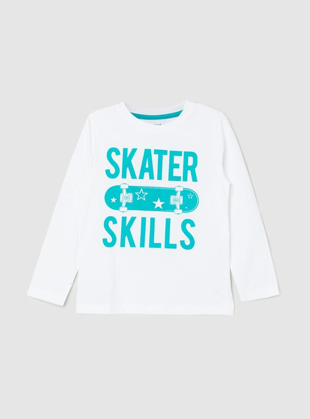 Boys Typographic Print Crew Neck T-shirt