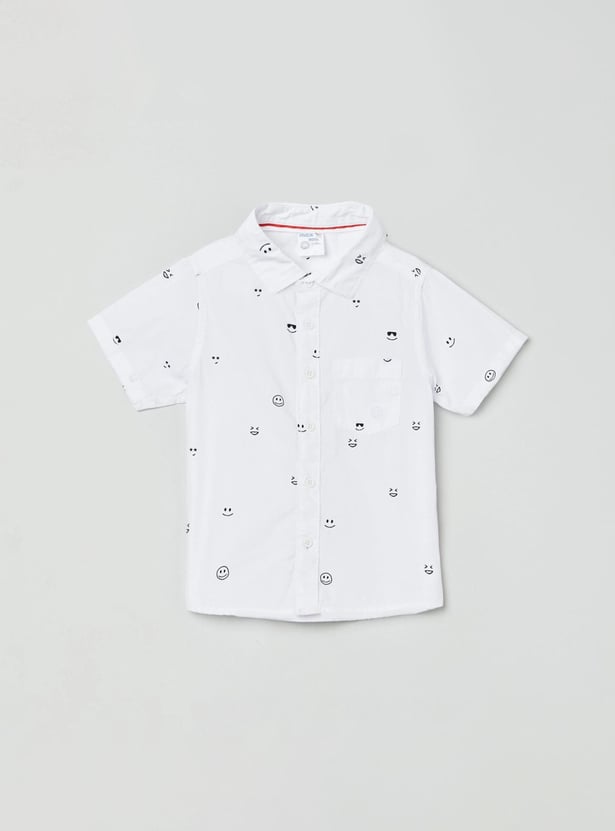 Boys Printed Regular Fit Casual Shirt