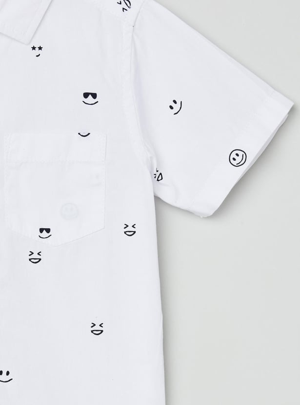 Boys Printed Regular Fit Casual Shirt