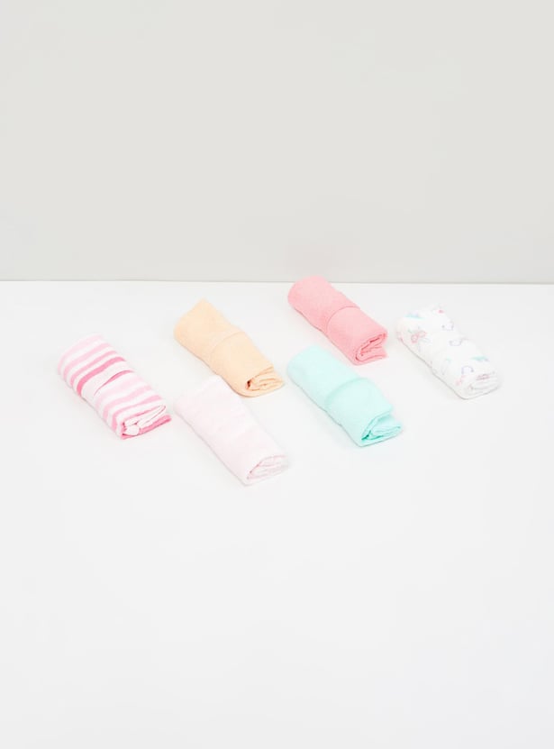 Girls Printed Washcloth- Pack of 6