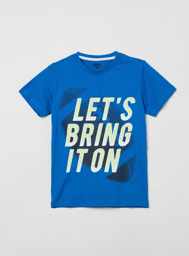 Boys Printed Crew Neck T-shirt with Shorts