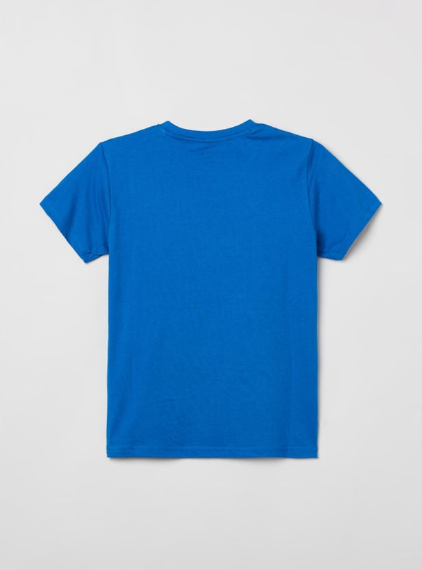 Boys Printed Crew Neck T-shirt with Shorts