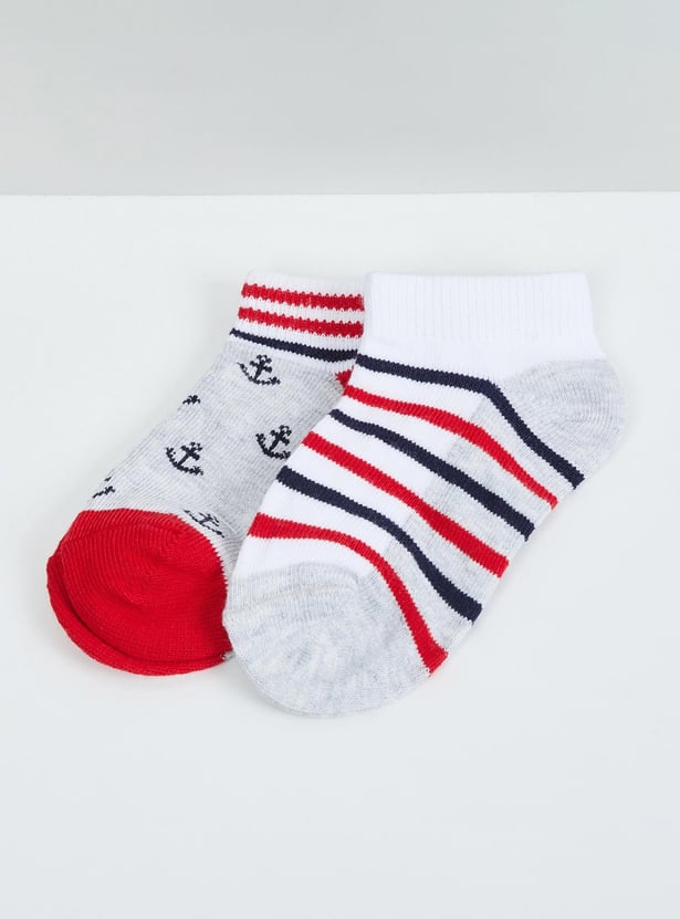 Boys Woven Design Socks - Pack of 2