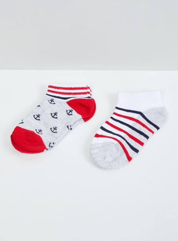 Boys Woven Design Socks - Pack of 2