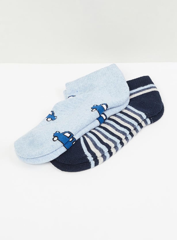 Boys Printed Ankle-Length Socks - Pack of 2