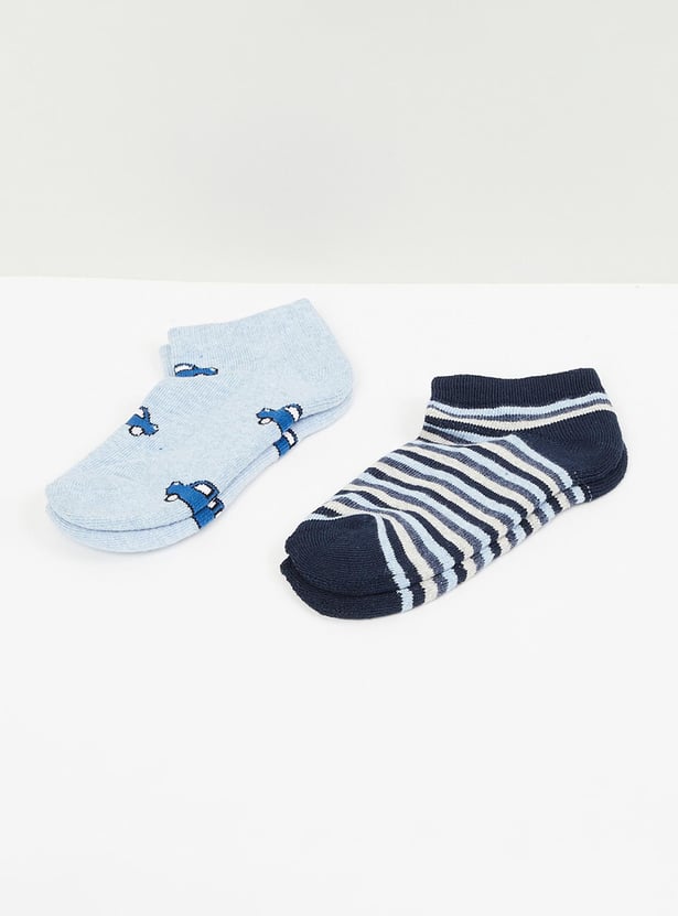 Boys Printed Ankle-Length Socks - Pack of 2