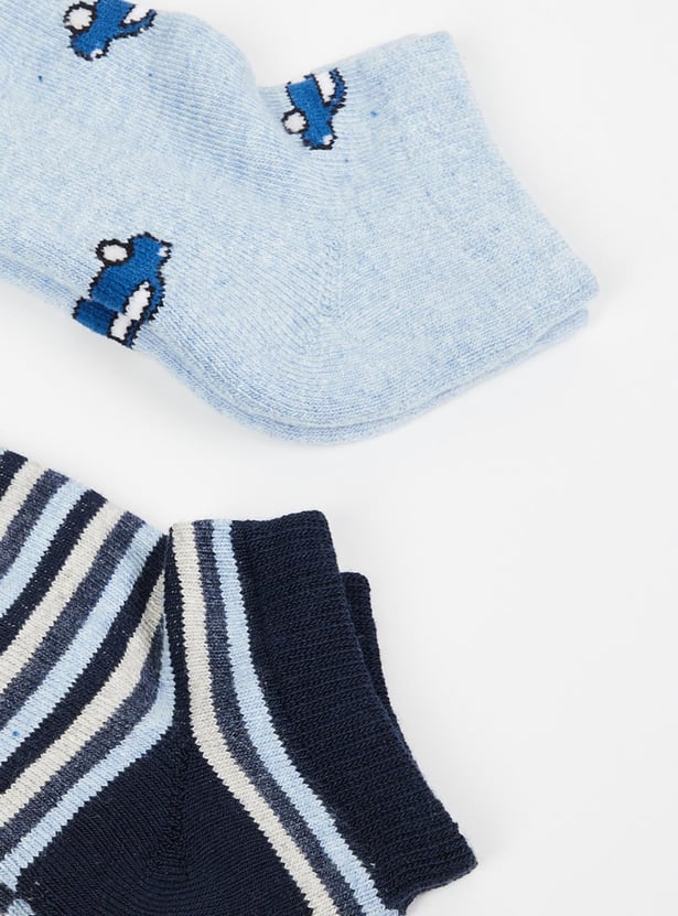 Boys Printed Ankle-Length Socks - Pack of 2