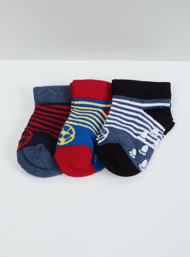 Boys Printed Ankle Length Socks - Pack Of 3
