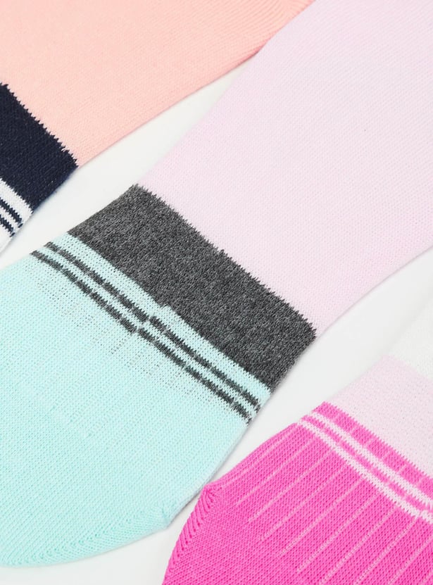 Women Colour-Blocked Footlet Socks - Set of 3