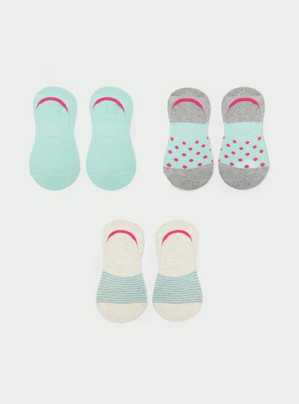 Women Printed No-Show Socks - Set of 3