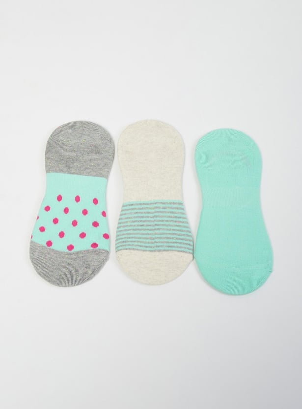 Women Printed No-Show Socks - Set of 3