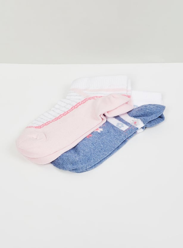 Girls Printed Ankle-Length Socks-Set of 2