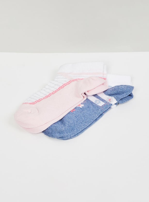 Girls Printed Ankle-Length Socks-Set of 2