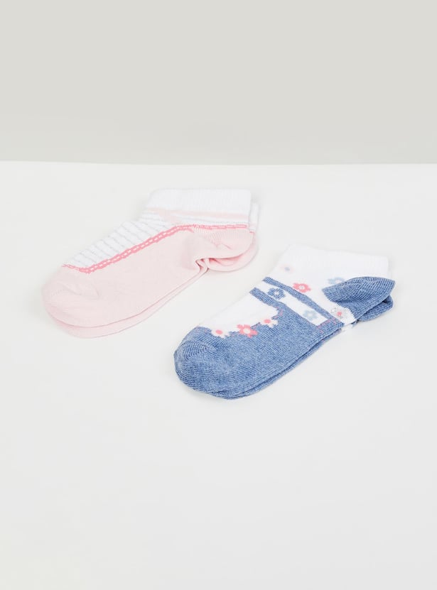 Girls Printed Ankle-Length Socks-Set of 2