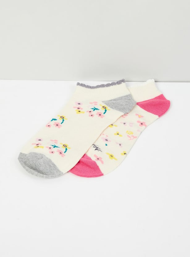 Girls Floral Patterned Socks- Set of 2