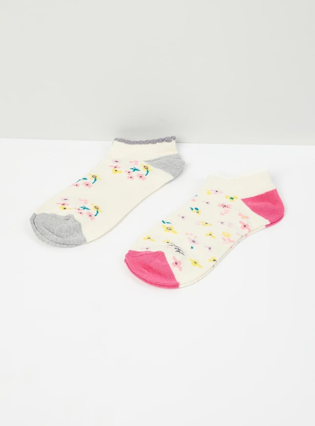 Girls Floral Patterned Socks- Set of 2