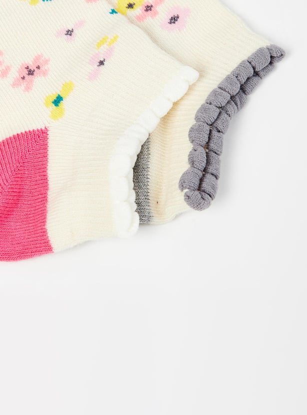 Girls Floral Patterned Socks- Set of 2