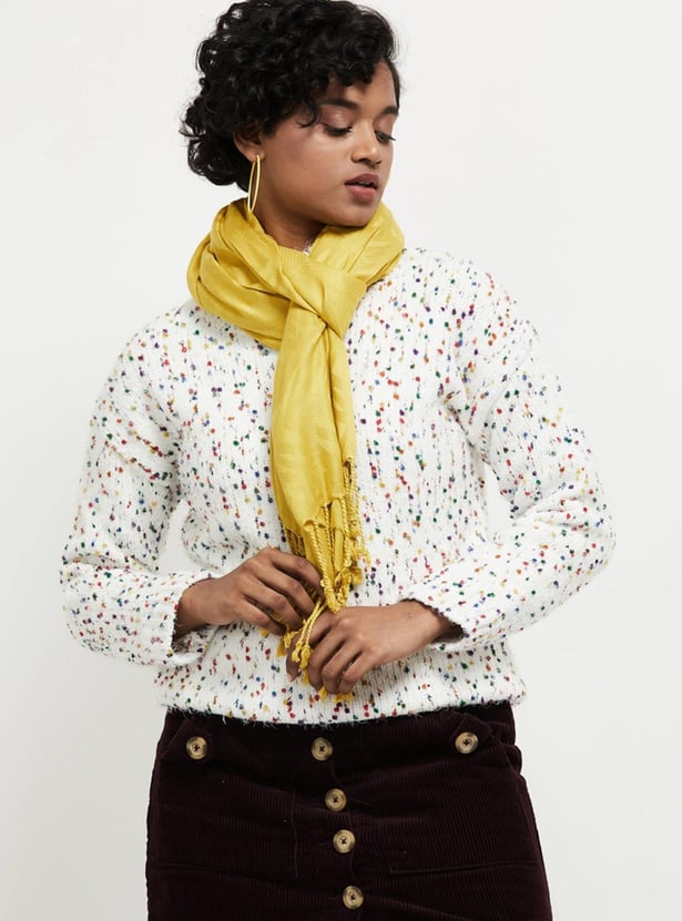 MAX Women Textured Tassel Detailed Scarf