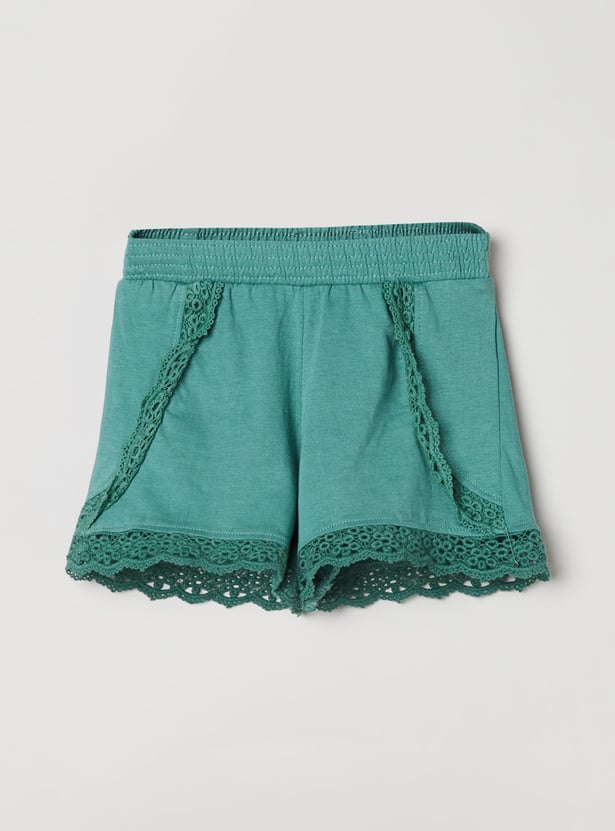 Girls Crochet Embroidered Shorts