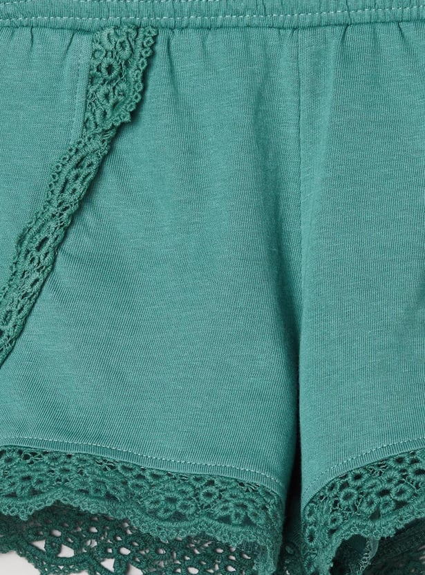 Girls Crochet Embroidered Shorts