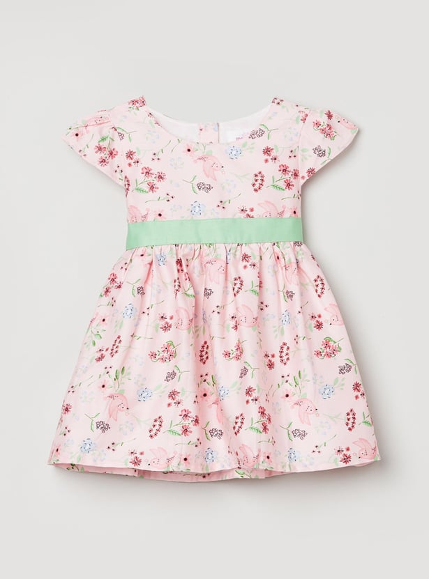 Girls Floral Print Fit and Flare Dress