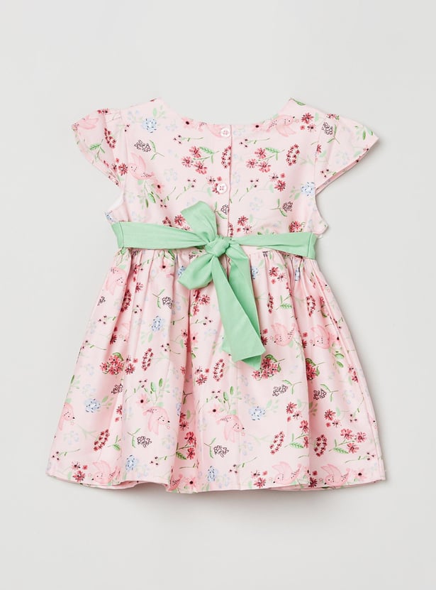 Girls Floral Print Fit and Flare Dress