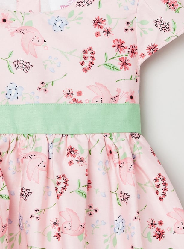 Girls Floral Print Fit and Flare Dress