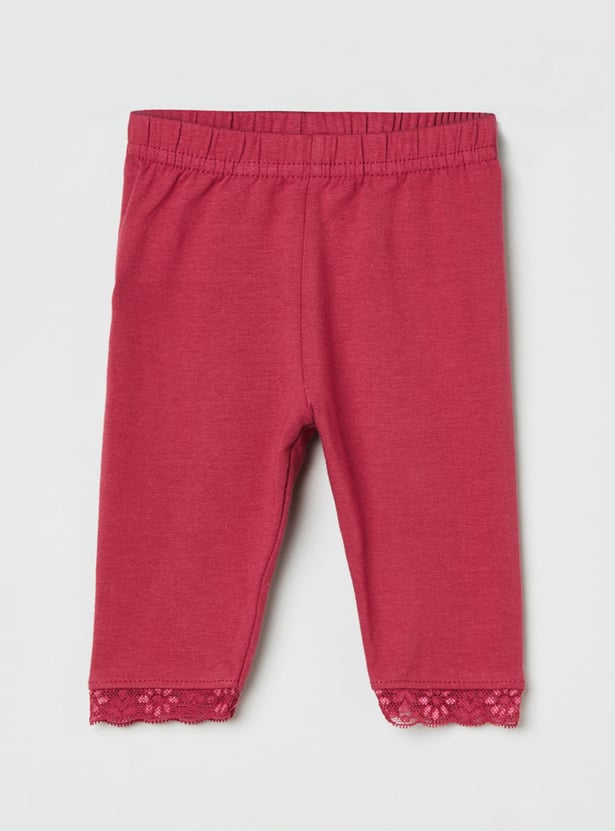 Girls Solid 3/4th Leggings