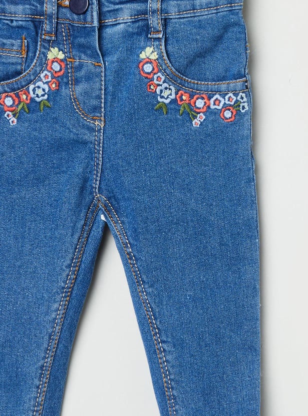 MAX Girls Floral Embroidered Slim Fit Jeans