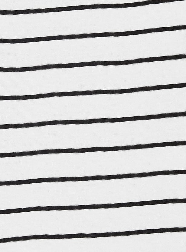 Girls Striped Knit Round Neck T-shirt